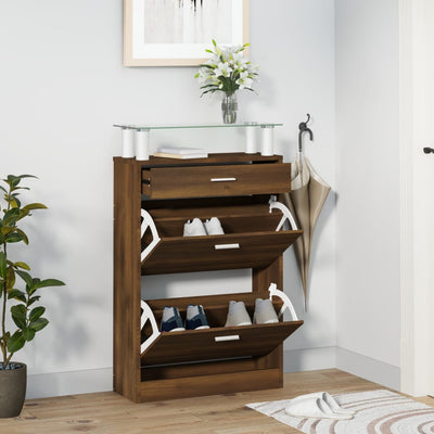 Kenkäkaappi ruskea tammi 63x24x104 cm tekninen puu