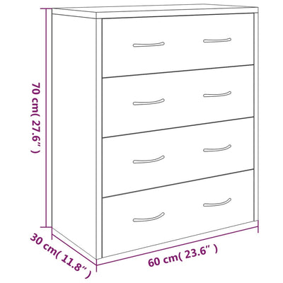 Senkki 4 vetolaatikolla 60x30,5x71 cm betoninharmaa