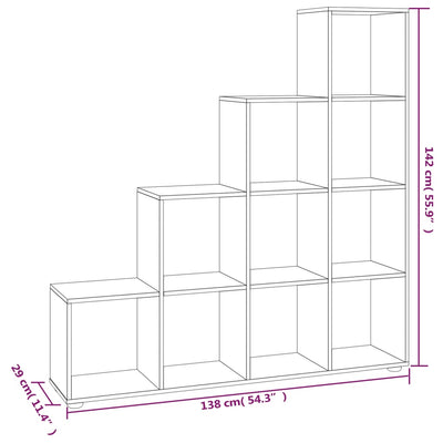 Porraskirjahylly betoninharmaa 142 cm tekninen puu
