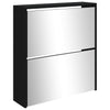 Musta kenkäkaappi peilillä Deidre 63x17x67cm (2-kerroksinen)