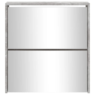 Betoninharmaa kenkäkaappi peilillä 2-kerroksinen Deidre 63x17x67cm