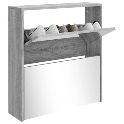 Kenkäkaappi peilillä 2-kerroksinen harmaa Sonoma 63x17x67 cm