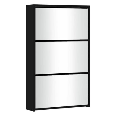 Kenkäkaappi peilillä 3-kerroksinen musta 63x17x102,5 cm
