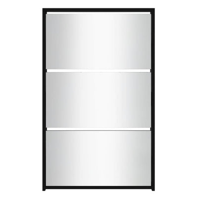 Kenkäkaappi peilillä 3-kerroksinen musta 63x17x102,5 cm