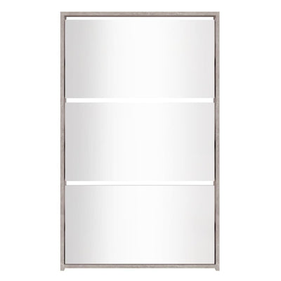 Kenkäkaappi peilillä 3-kerroksinen betoninharmaa 63x17x102,5 cm