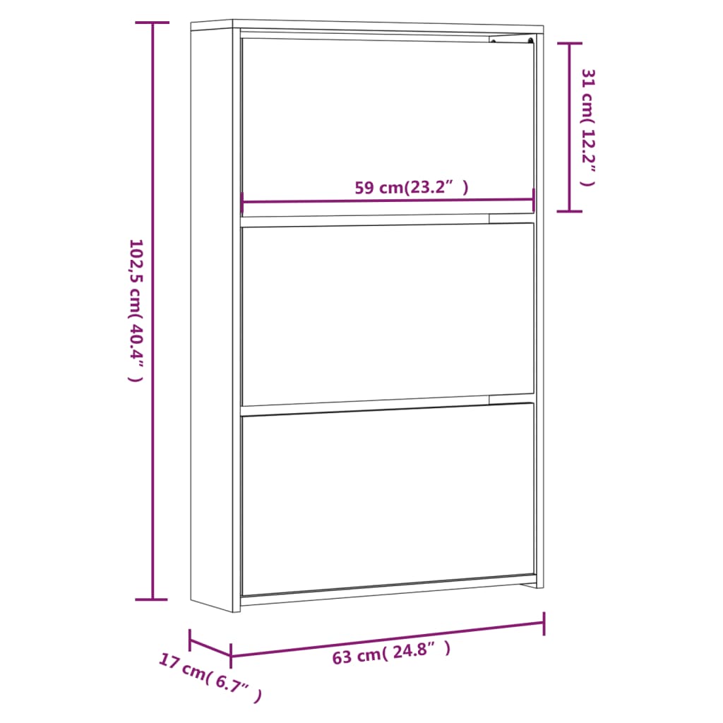 Valk kenkäkaappi peilillä 3 tasoa Deidre 63x17x102,5cm