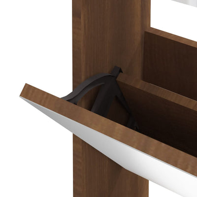 Kenkäkaappi peilillä 3-kerroksinen ruskea tammi 63x17x102,5 cm