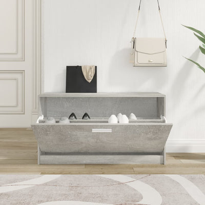 Kenkäteline betoninharmaa 80x24x45 cm tekninen puu