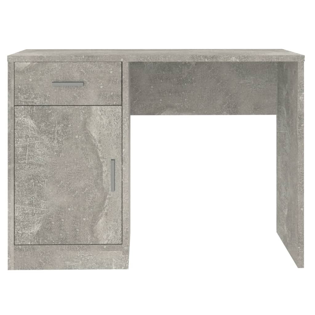 Betoninharmaa työpöytä laatikolla ja kaapilla Omaid 100x40x73cm (puu)