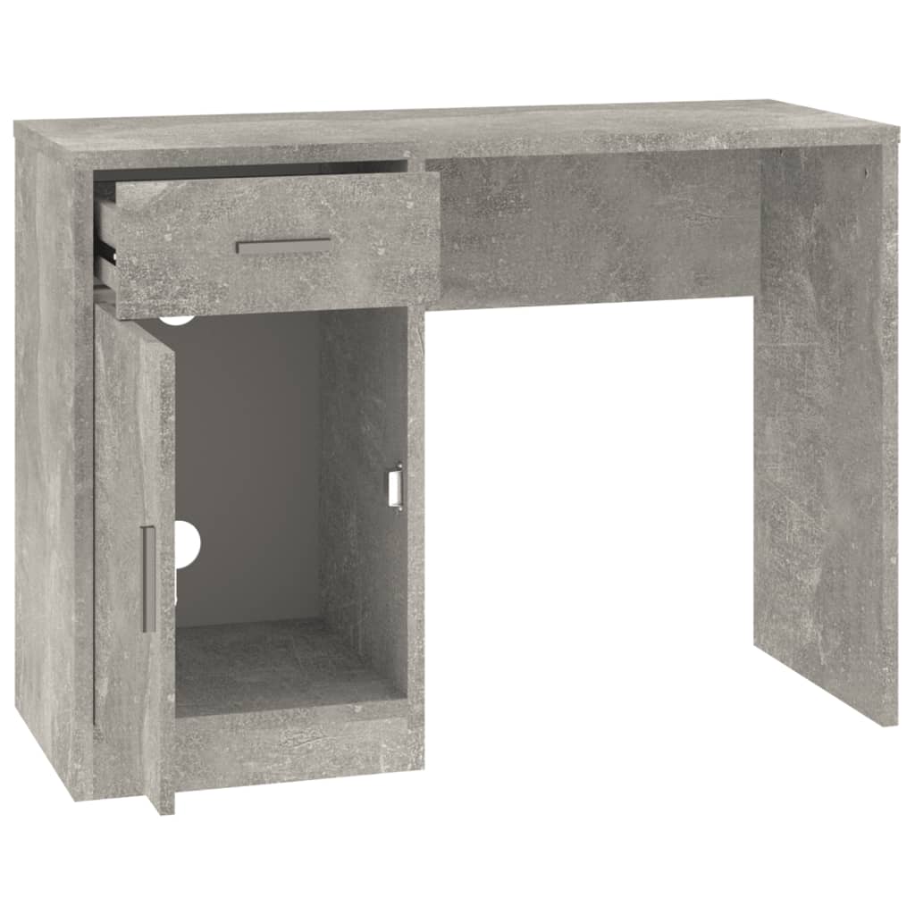 Betoninharmaa työpöytä laatikolla ja kaapilla Omaid 100x40x73cm (puu)