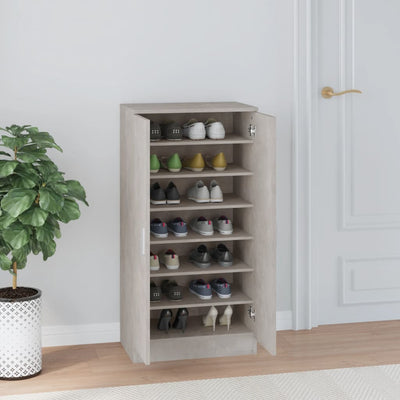 Kenkäkaappi betoninharmaa 55x35x108 cm tekninen puu
