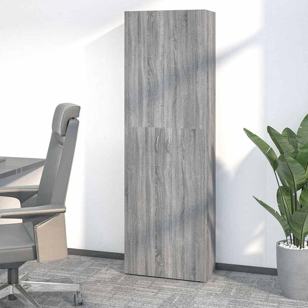Toimistokaappi harmaa Sonoma 60x32x190 cm tekninen puu
