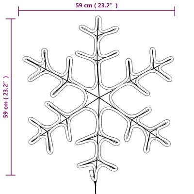 Lämpimän valk lumihiutale joulukoriste Marton 59x59cm (led-valoa 144)
