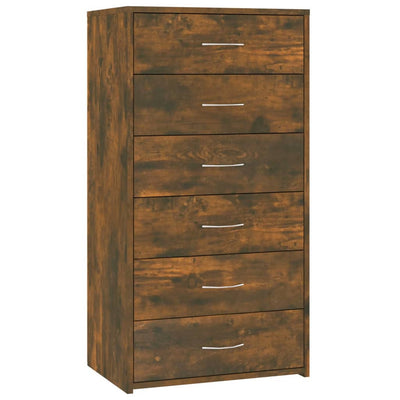 Senkki 6 laatikolla savutammi 50x34x96 cm tekninen puu