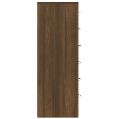 Senkki 6 laatikolla ruskea tammi 50x34x96 cm tekninen puu