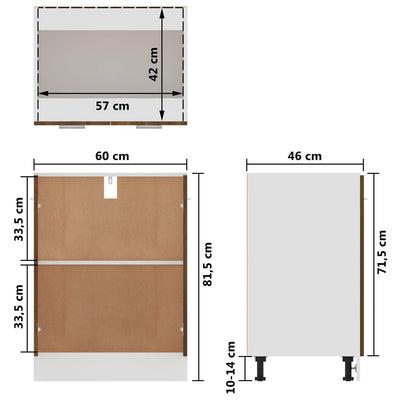 Alakaappi ruskea tammi 60x46x81,5 cm tekninen puu