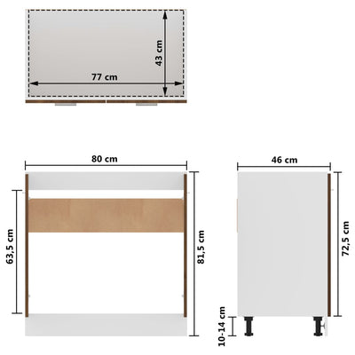 Allaskaappi ruskea tammi 80x46x81,5 cm tekninen puu
