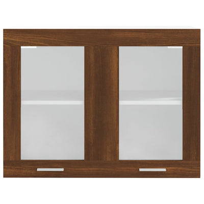 Riippuva lasikaappi ruskea tammi 80x31x60 cm lastulevy