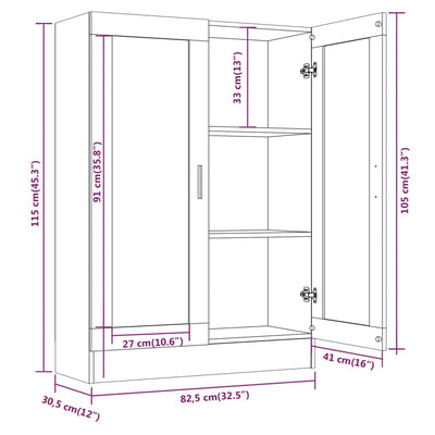 Vitriinikaappi harmaa Sonoma 82,5x30,5x115 cm tekninen puu