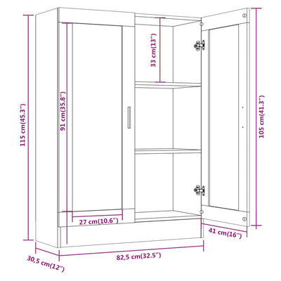 Vitriinikaappi ruskea tammi 82,5x30,5x115 cm tekninen puu