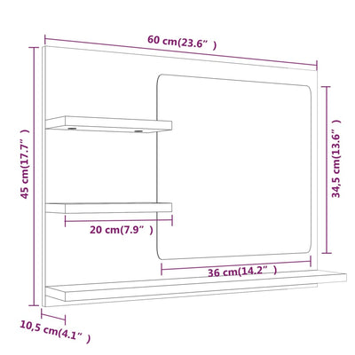 Kylpyhuoneen peili savutammi 60x10,5x45 cm tekninen puu