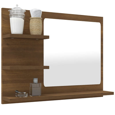 Kylpyhuoneen peili ruskea tammi 60x10,5x45 cm tekninen puu