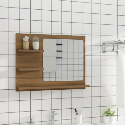 Kylpyhuoneen peili ruskea tammi 60x10,5x45 cm tekninen puu