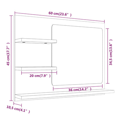 Kylpyhuoneen peili ruskea tammi 60x10,5x45 cm tekninen puu
