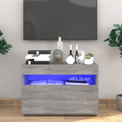 TV-taso LED-valoilla harmaa Sonoma 60x35x40 cm