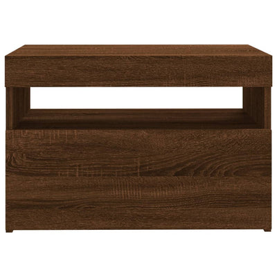 TV-taso LED-valoilla ruskea tammi 60x35x40 cm
