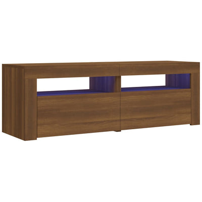 TV-taso LED-valoilla ruskea tammi 120x35x40 cm