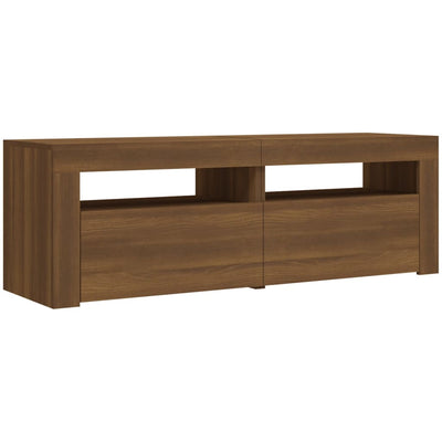 TV-taso LED-valoilla ruskea tammi 120x35x40 cm