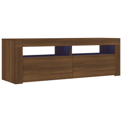 TV-taso LED-valoilla ruskea tammi 120x35x40 cm