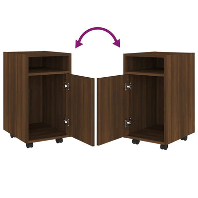 Ruskea sivukaappi Kaspar 33x38x60cm (pyörillä, tammi, puinen)