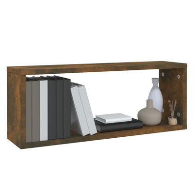 Seinäkuutiohyllyt 4 kpl savutammi 60x15x23 cm tekninen puu