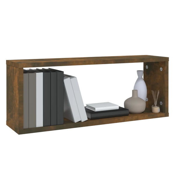 Seinäkuutiohyllyt 6 kpl savutammi 60x15x23 cm tekninen puu