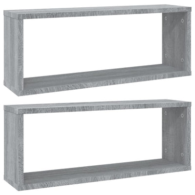 Seinäkuutiohyllyt 2 kpl harmaa Sonoma 60x15x23 cm tekninen puu
