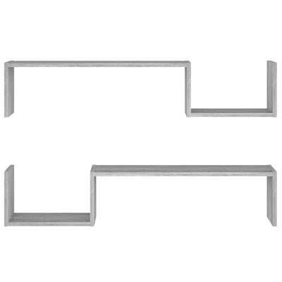 Seinähyllyt 2 kpl harmaa Sonoma 100x15x20 cm tekninen puu