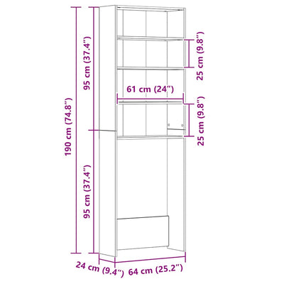 Harmaa pesukonekaappi Saco 64x24x190cm