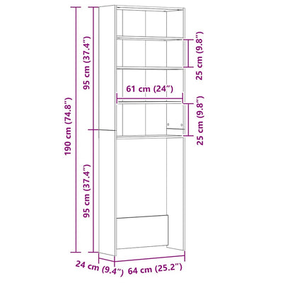 Ruskea tammi pesukonekaappi Saco 64x24x190cm
