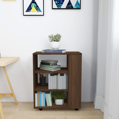 Kaappi pyörillä ruskea tammi 60x35x75 cm tekninen puu