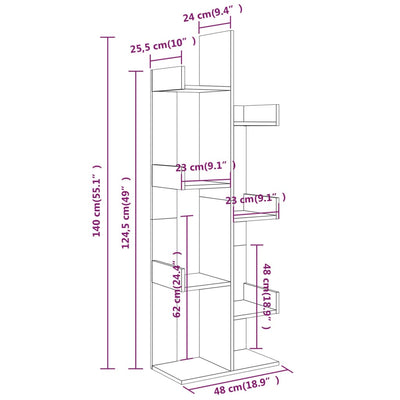 Kirjahylly ruskea tammi 48x25,5x140 cm tekninen puu