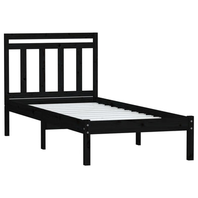 Sängynrunko musta 75x190 cm Small Single täysi puu