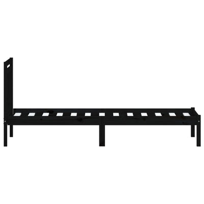 Sängynrunko musta 75x190 cm Small Single täysi puu
