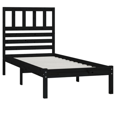 Sängynrunko musta 75x190 cm Small Single täysi mänty