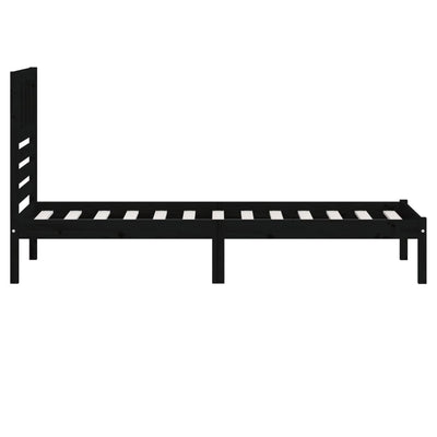 Sängynrunko musta 75x190 cm Small Single täysi mänty