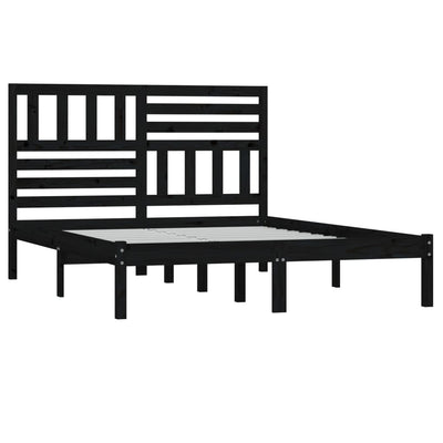 Sängynrunko musta 150x200 cm King Size täysi mänty