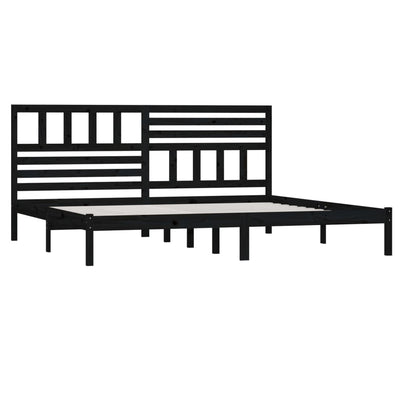 Sängynrunko musta täysi mänty 200 x 200 cm