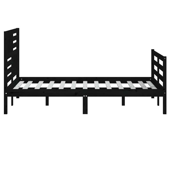 Sängynrunko musta 150x200 cm King Size täysi puu