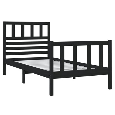 Sängynrunko musta 75x190 cm Small Single täysi puu